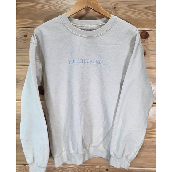 Ariana Grande The Light Is Coming Cream Sweatshirt Crewneck Adult M Stain Read - Picture 1 of 12